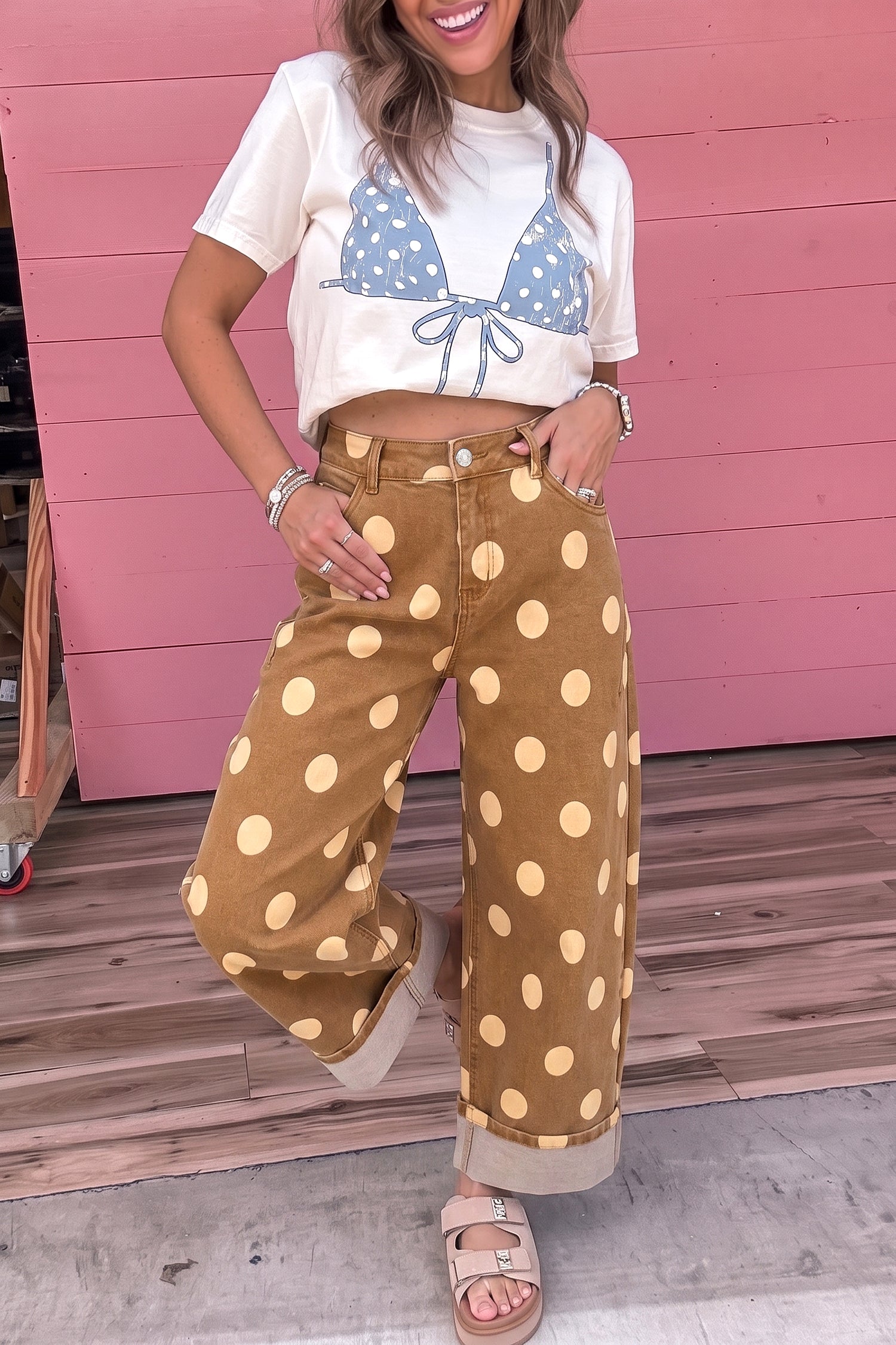 "Blue or Khaki" In Polka Dot Jeans