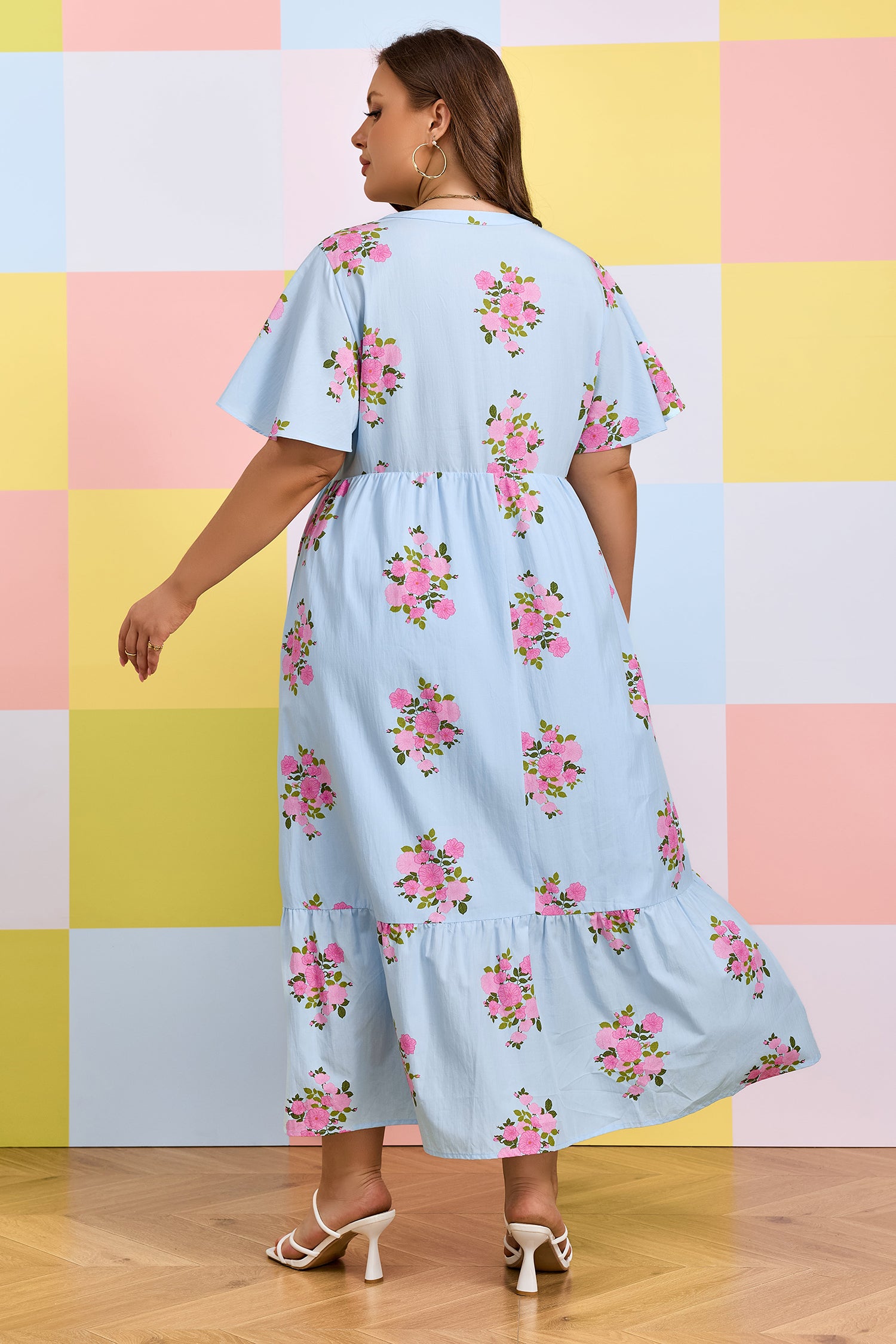 "Beauty In Blue" Plus Size Floral Dress