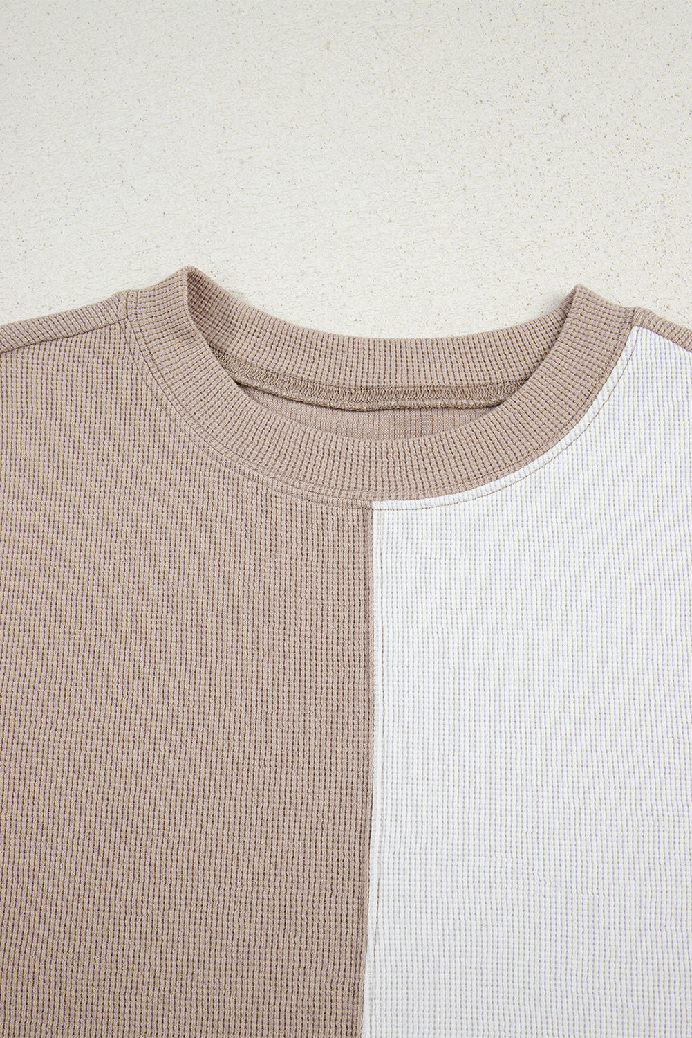 "Neat In Neutral" Colorblock Patchwork Tee & Shorts Set