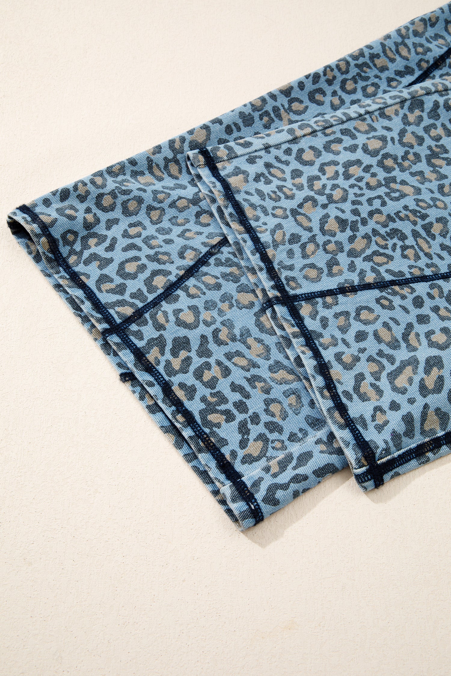 Blue Leopard Wide Leg Jeans