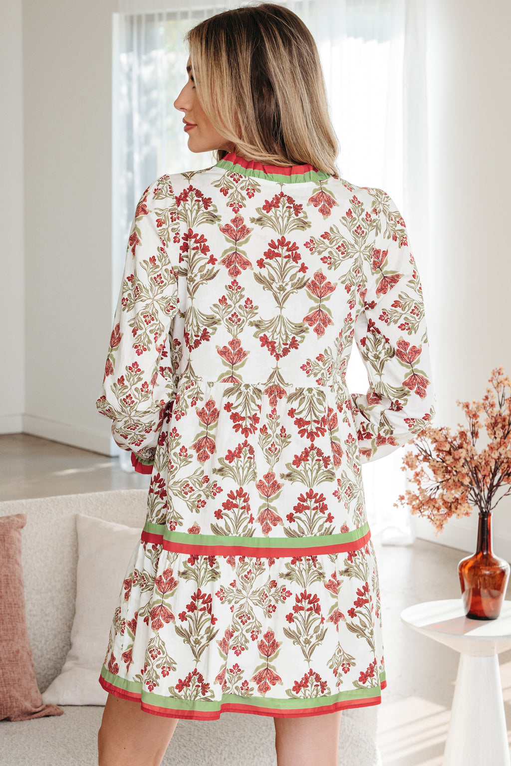 "Fire in Floral" Long Sleeve Dress