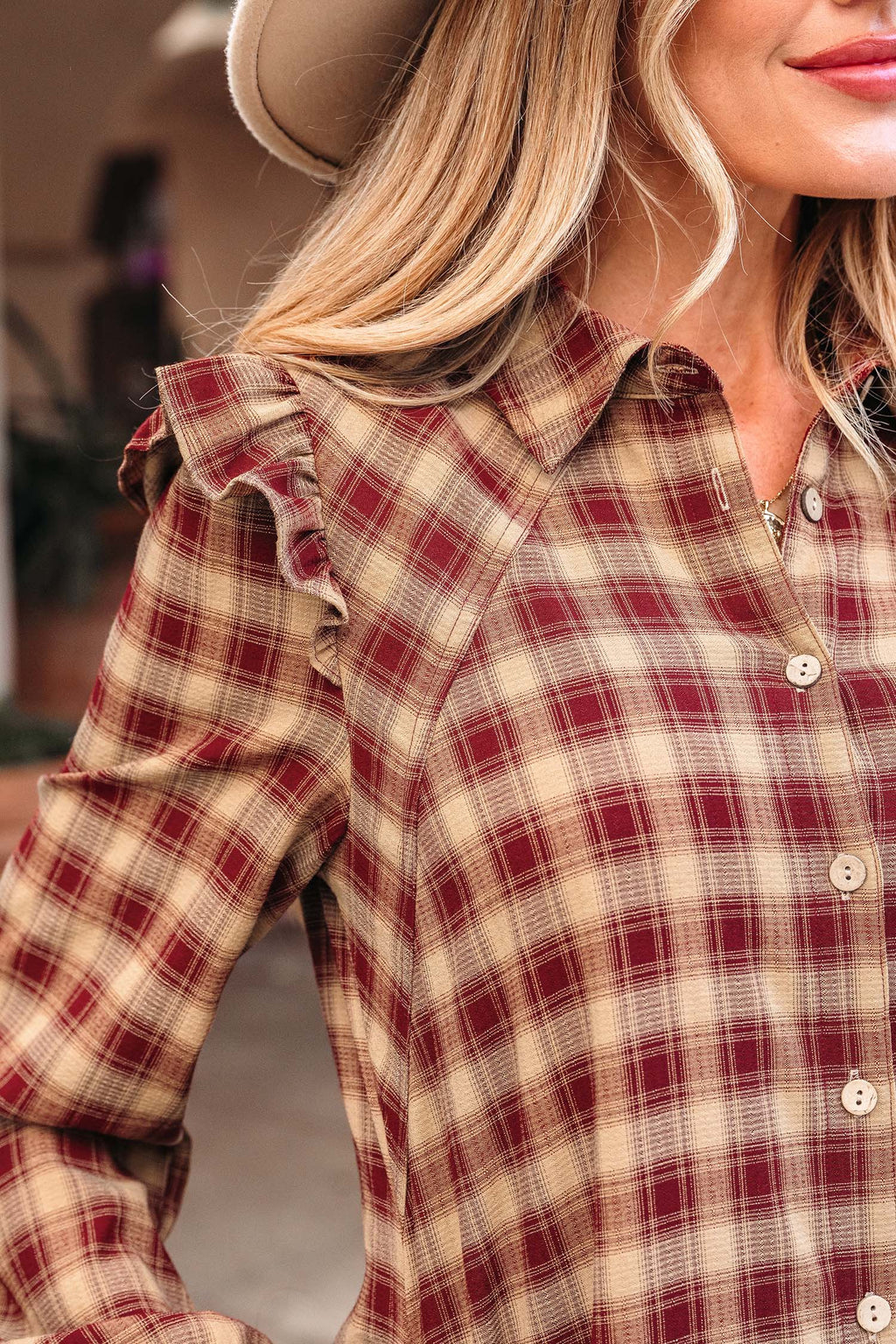 "Plaid and Pretty" Ruffled Shirt Dress