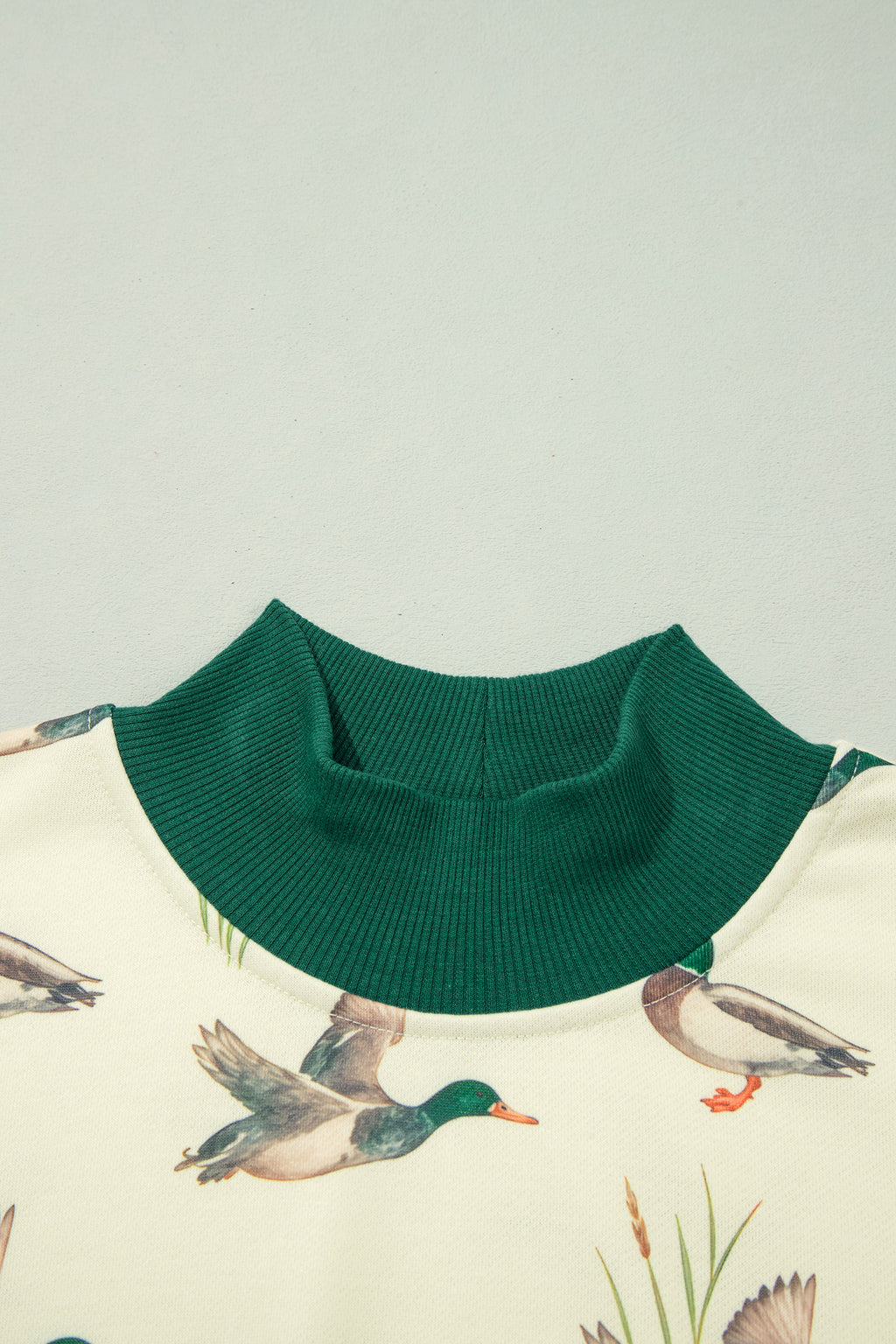 "Pretty Mallard" Patchwork High Neck Pullover