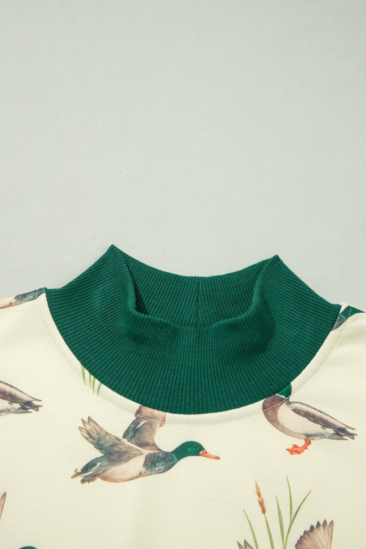 "Pretty Mallard" Patchwork High Neck Pullover