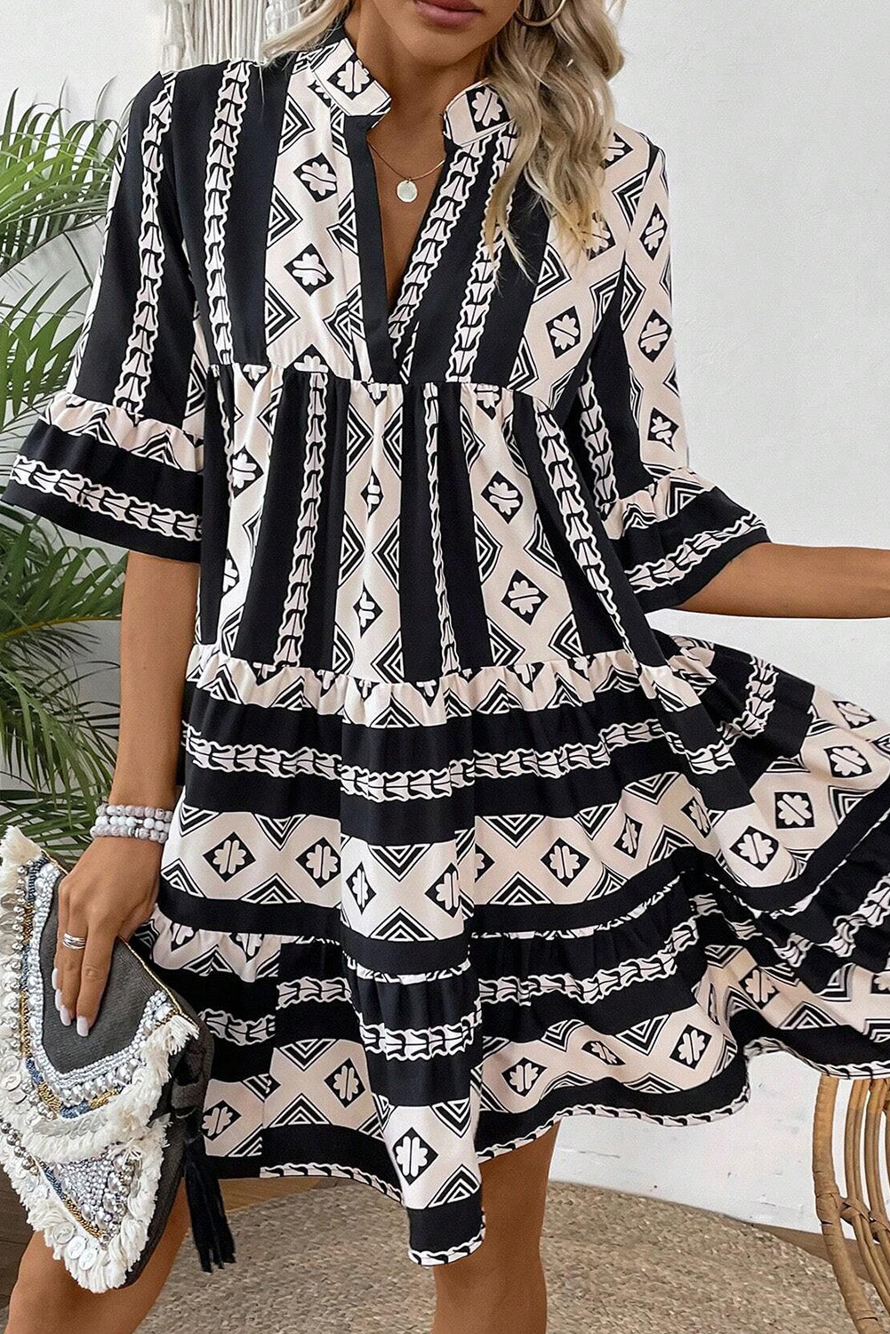 "Groovy In Geometric" Print Dress