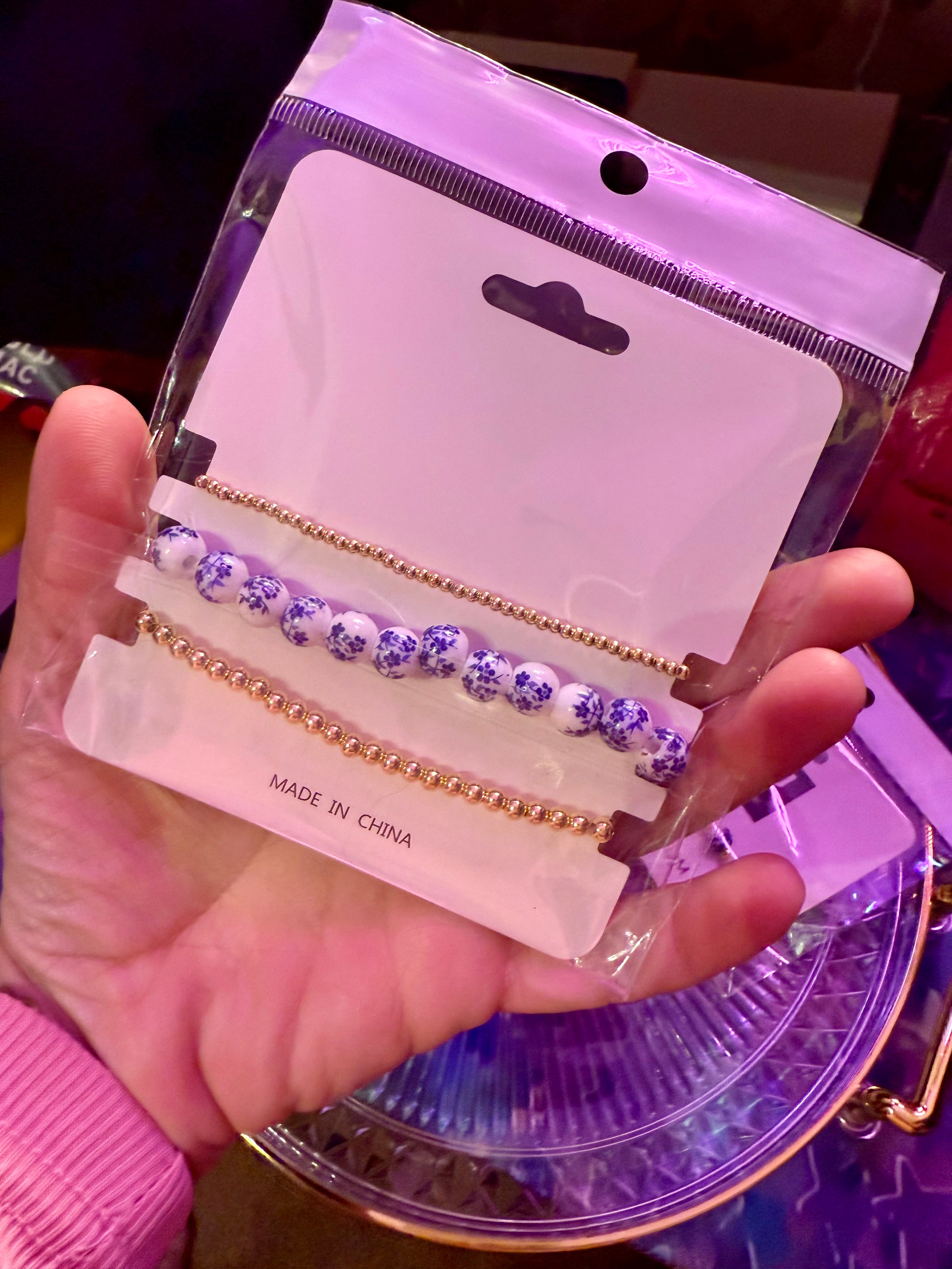 Lulu Mac Blue Chinoiserie Bracelet Stack