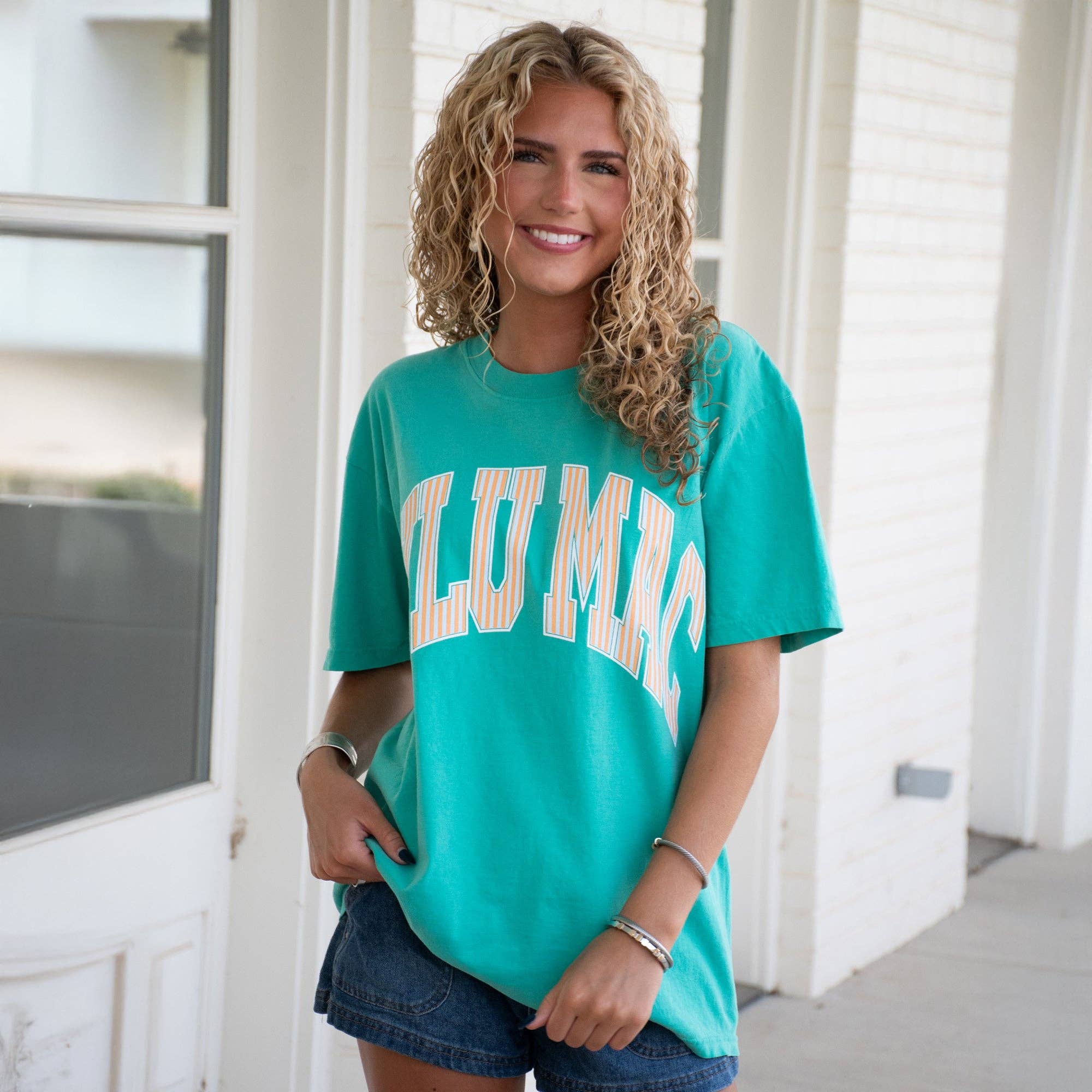 Lulu Mac Tee-Island Green & Cream Sickle Logo