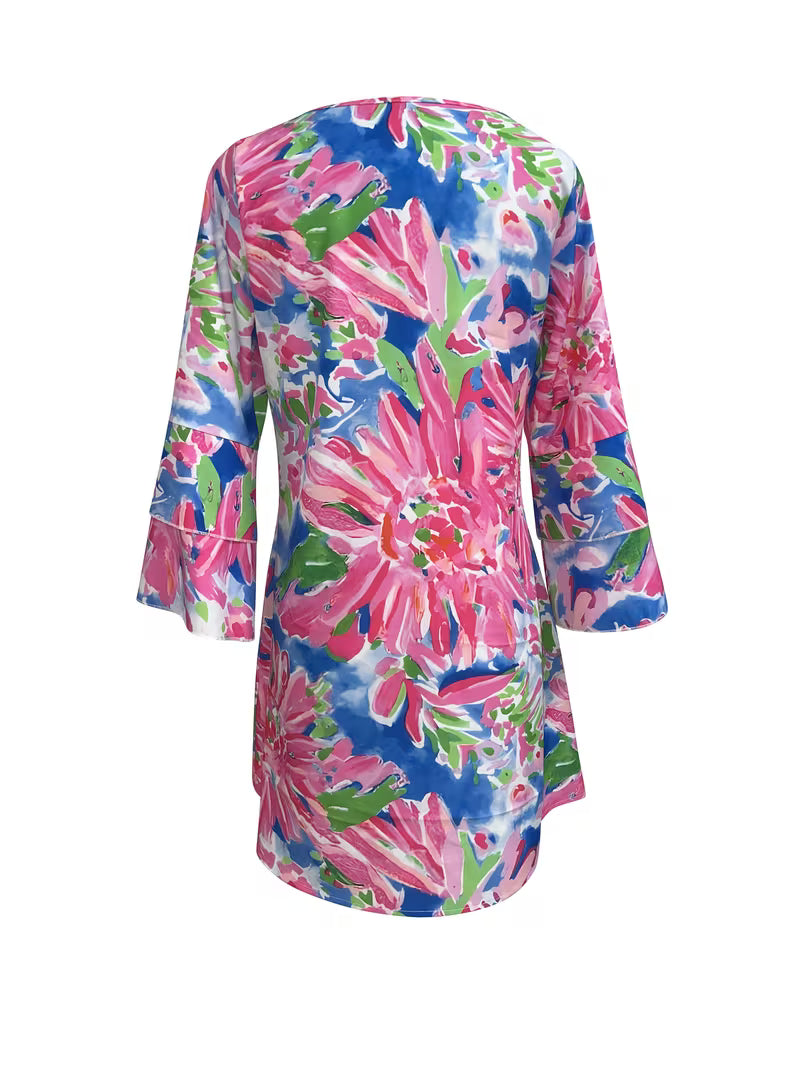 Floral Print Double-Layer Dress