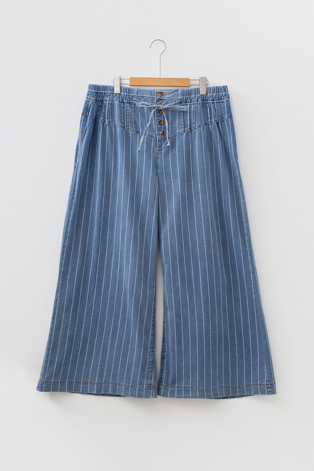 "Sleek In Stripes" Plus Size Wide Leg Jeans