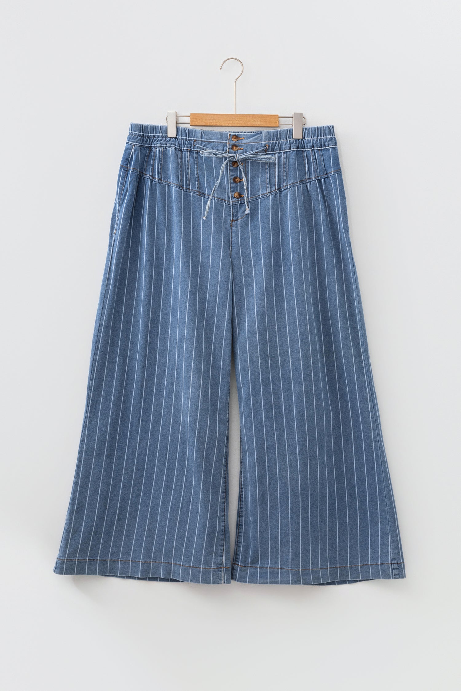 "Sleek In Stripes" Plus Size Wide Leg Jeans