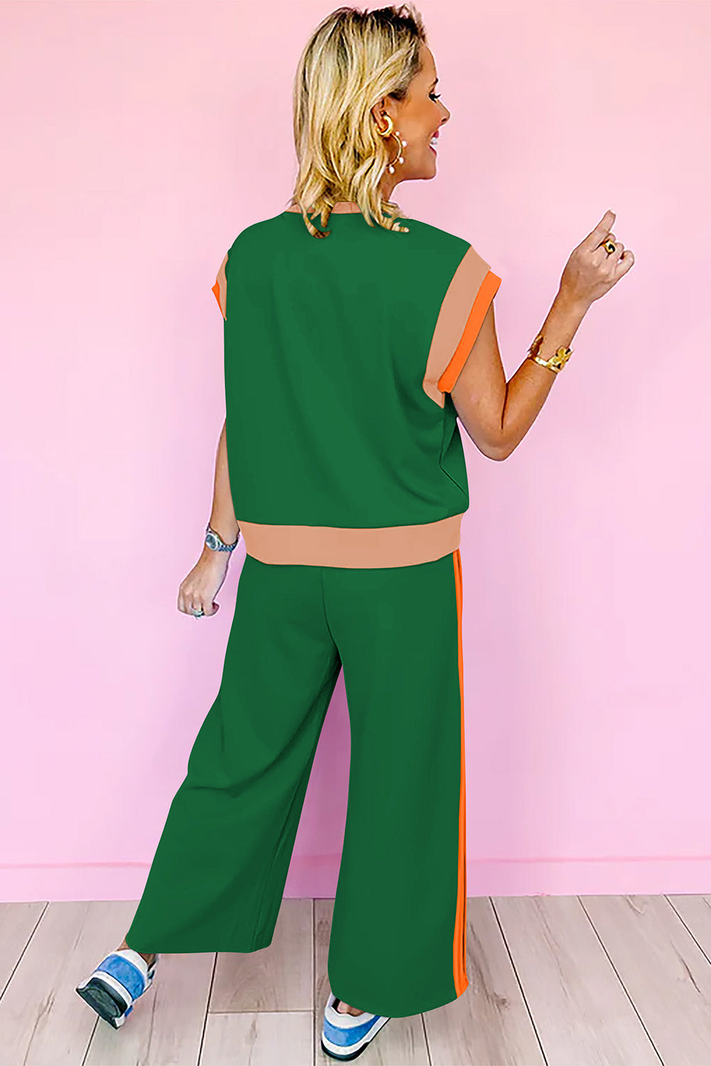 "Color Me Pretty" Color Block Two-piece Pants Set