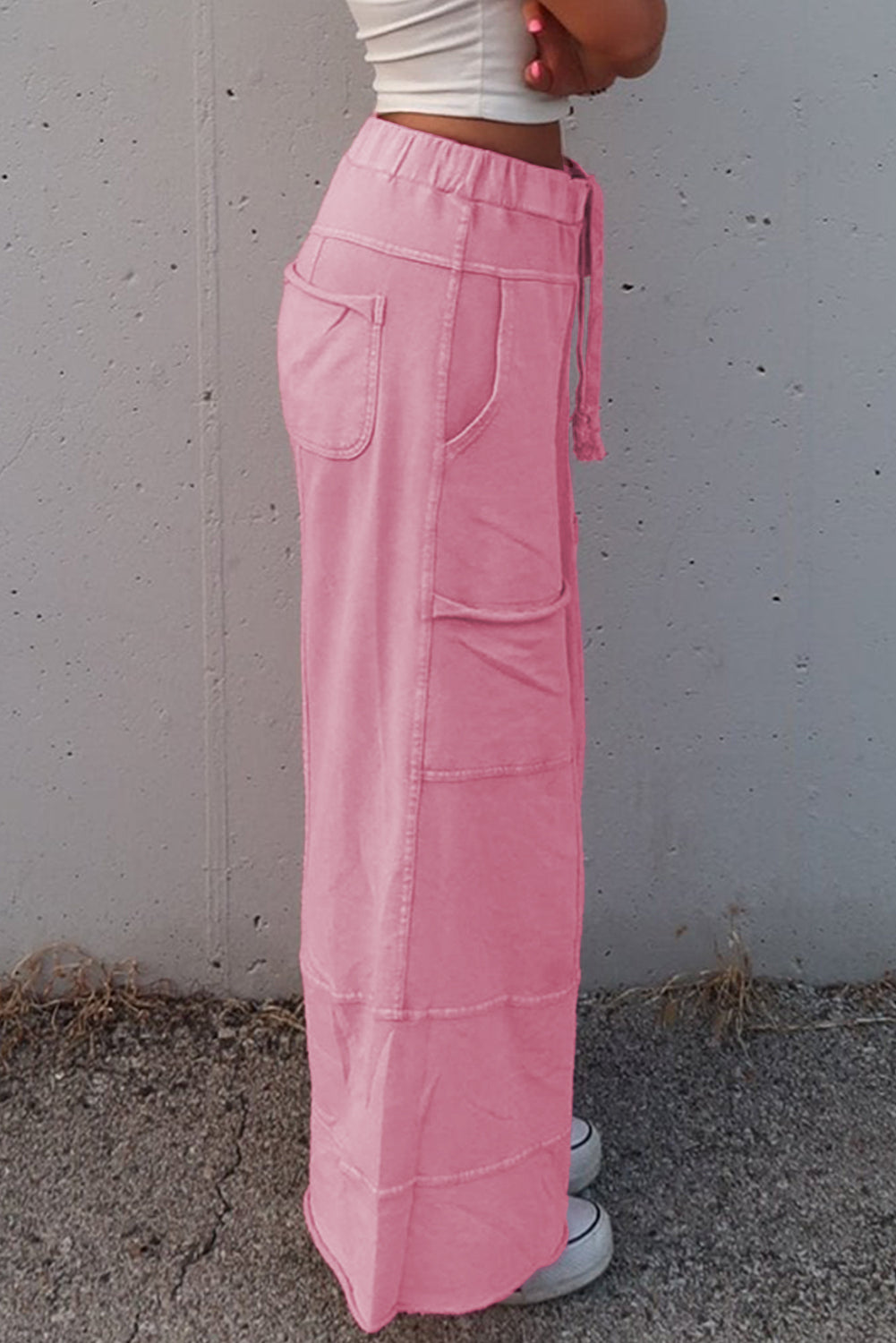 "Boho Bonbon" Mineral Wash Cotton Wide Leg Pants