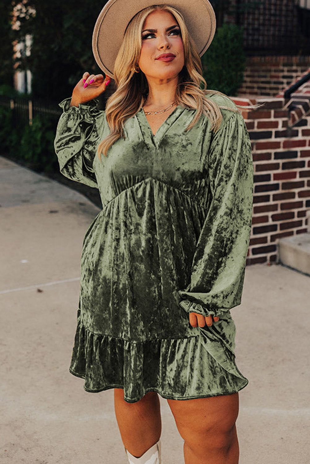 “Very Velvet” Babydoll Plus Size Dress