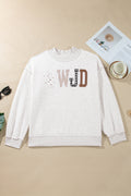 WWJD Mix Pattern Letter Graphic Exposed Seam Loose Plus Size Sweatshirt