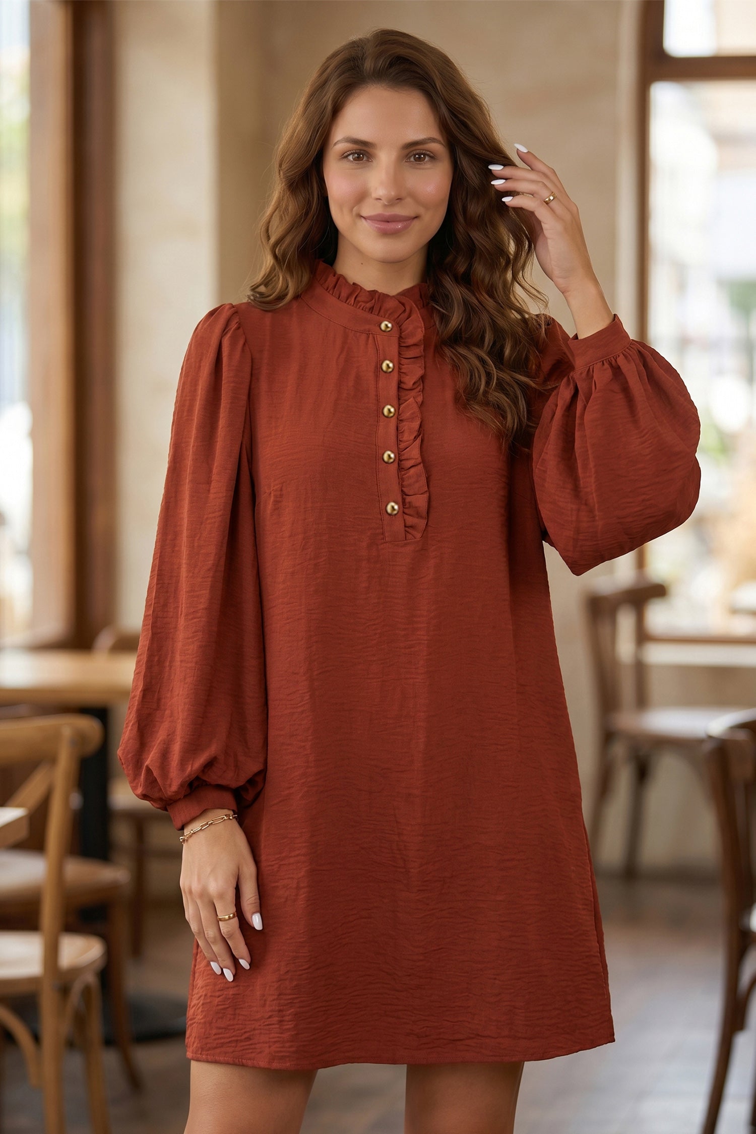 “Coffee is Calling” Long Sleeve Dress