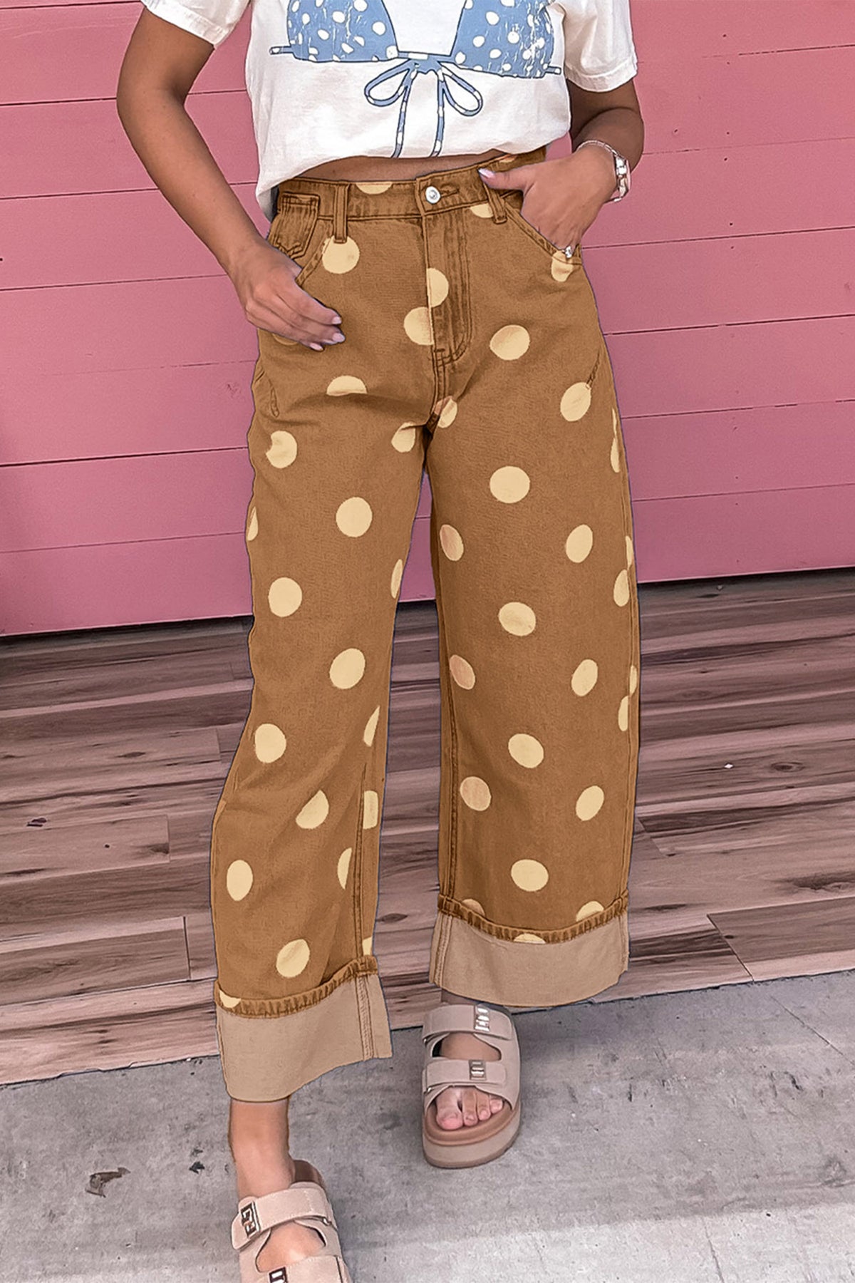"Blue or Khaki" In Polka Dot Jeans