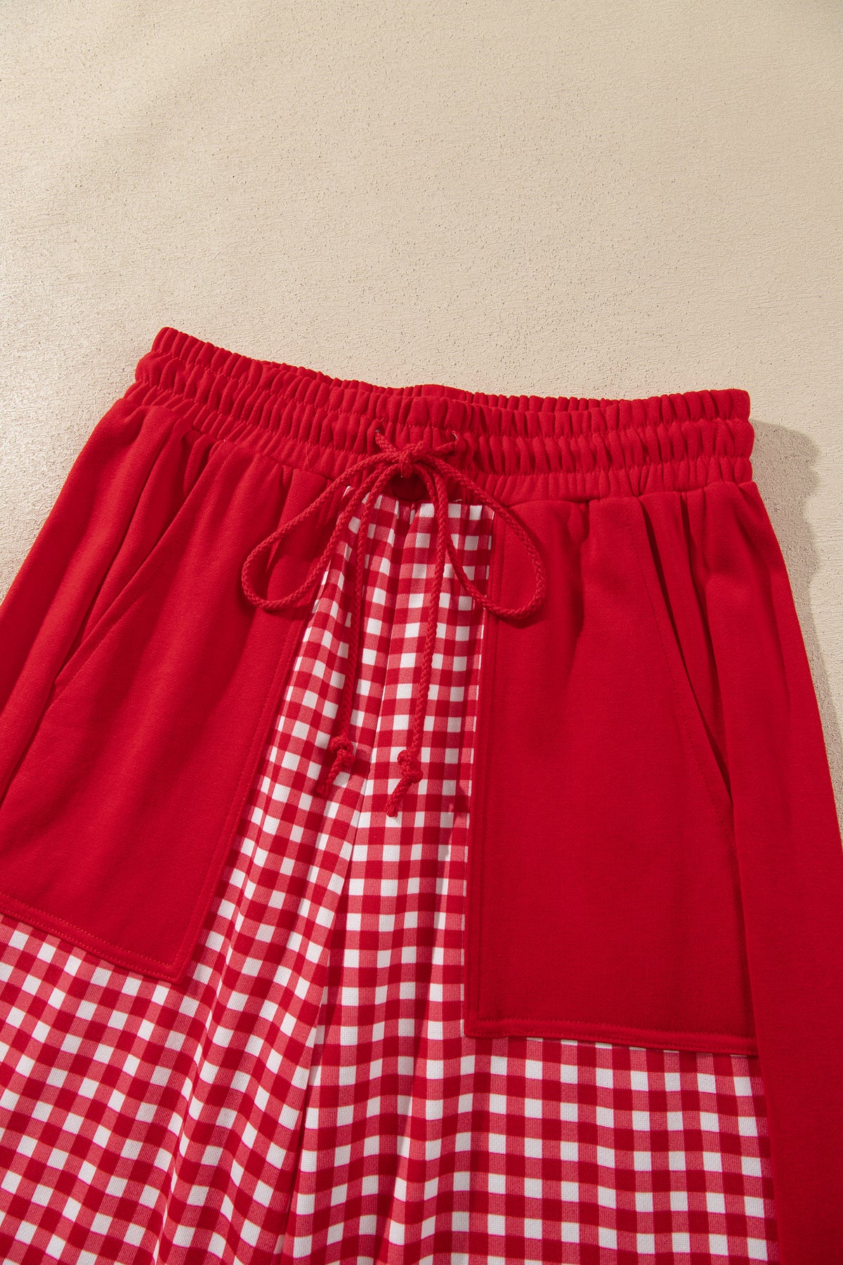 Color Block Plaid Patchwork Long Sleeve Pullover Pant Set