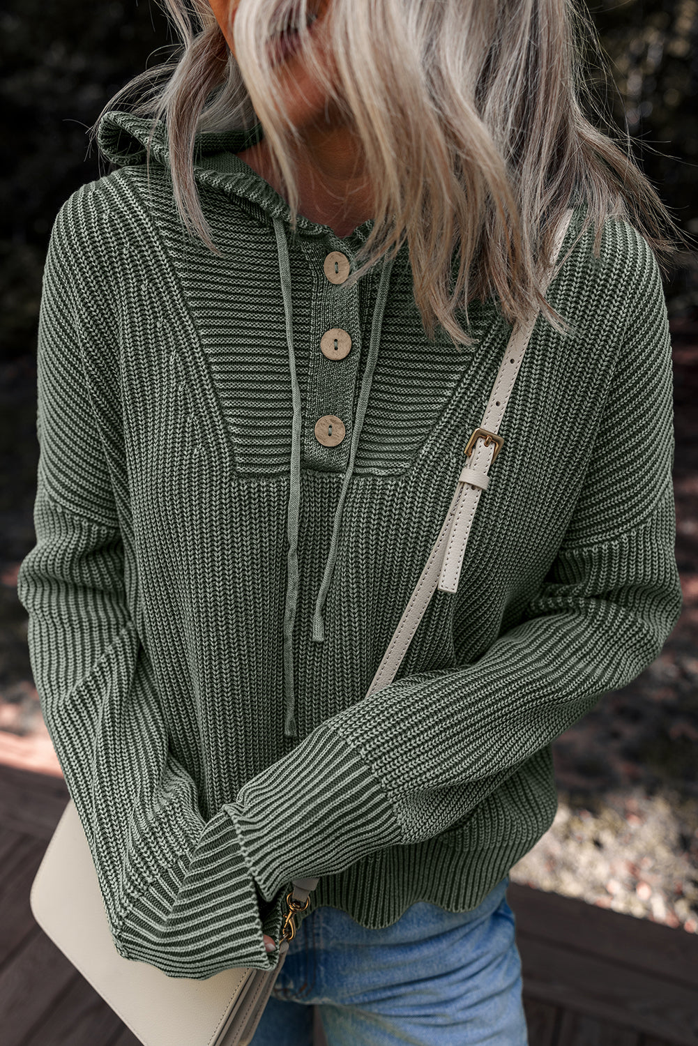 “Misty Green” Mineral Wash Hooded Sweater