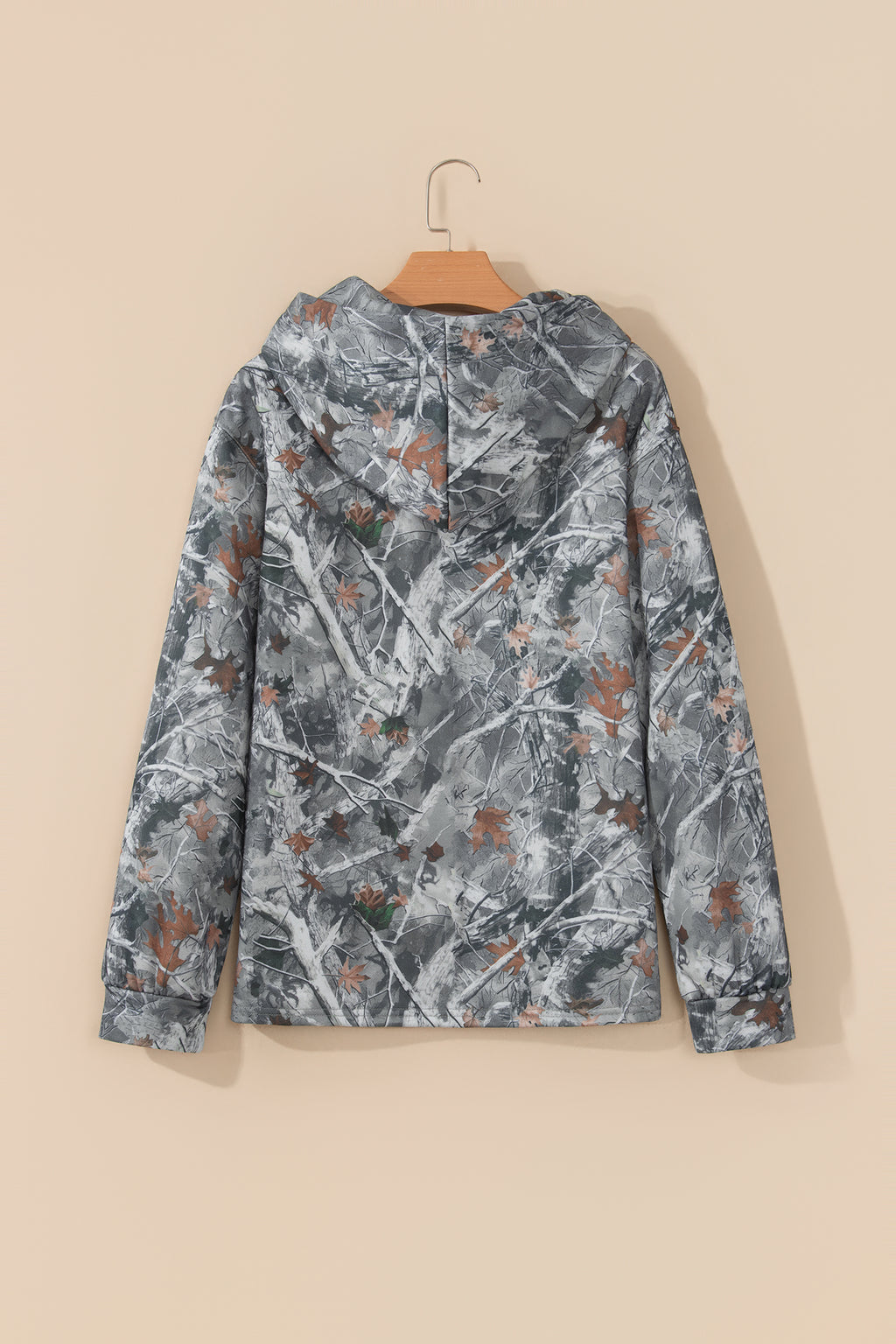 Beige Woodland Camouflage Print JESUS LOVES YOU Tunic Hoodie