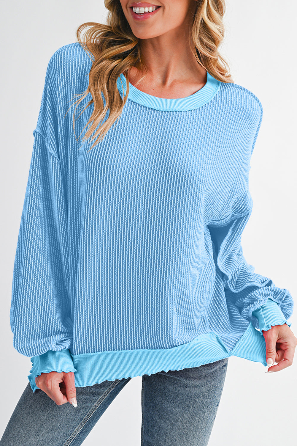 Twisted Ribbed Long Sleeve Top