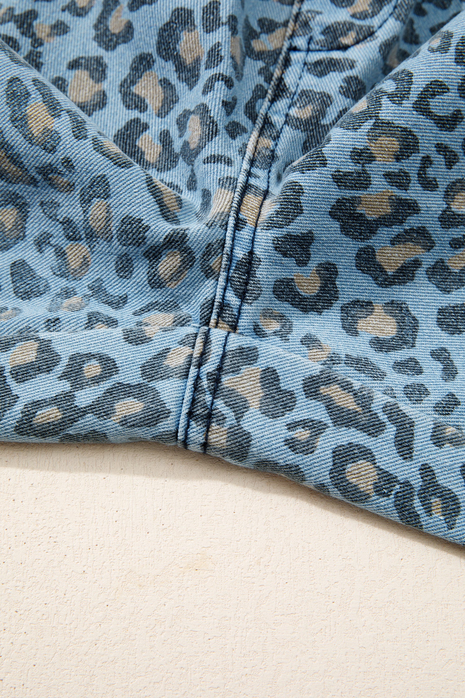Blue Leopard Print Wide Leg Drawstring Jeans