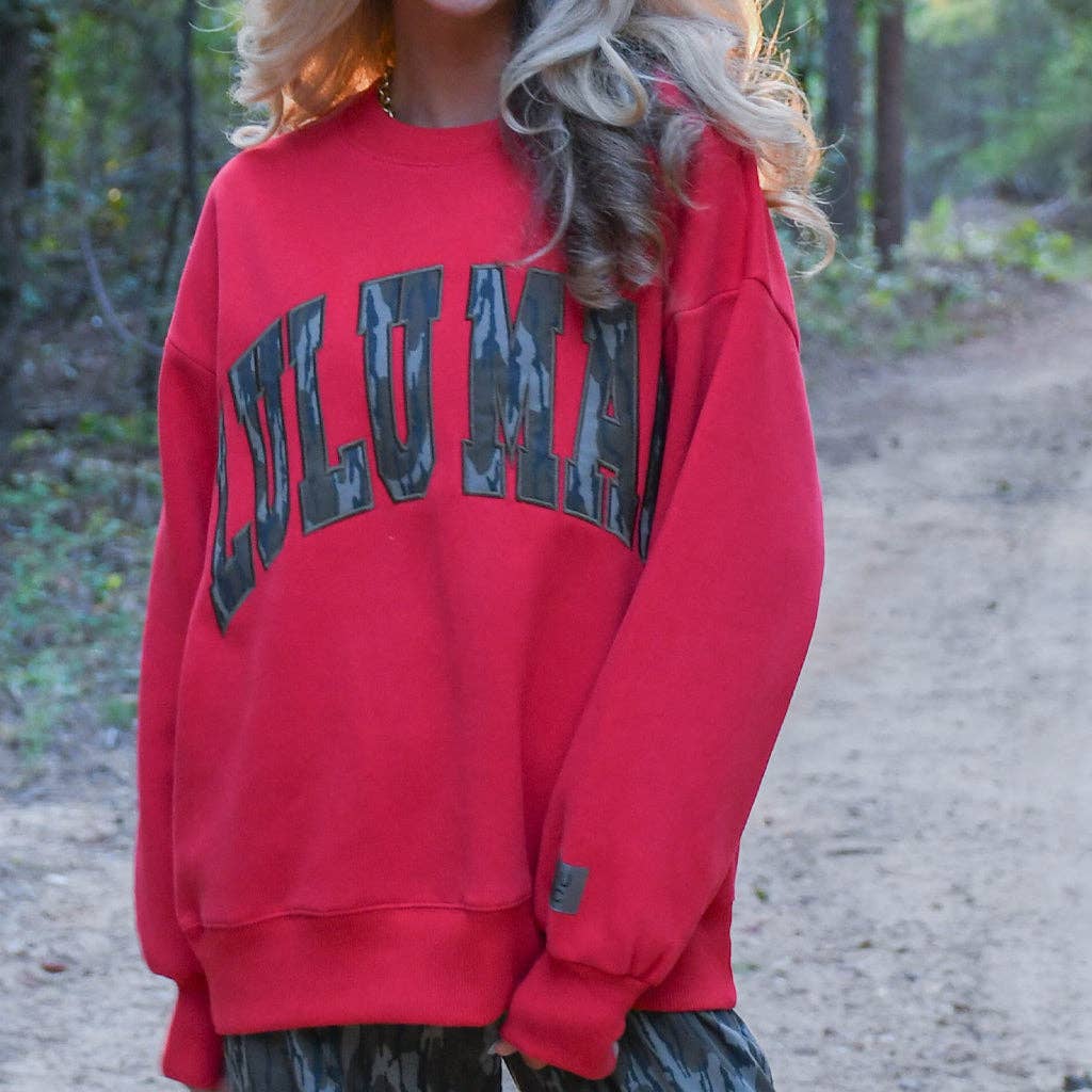 Lulu Mac Red & Mossy Oak Bottomland Stitch Logo Sweatshirt