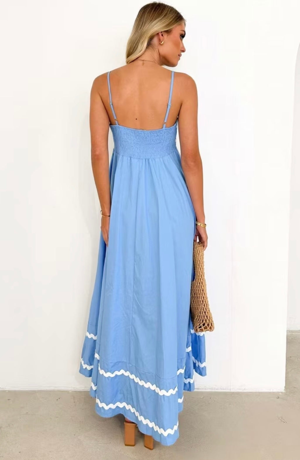 Baby Blue Ribbon Trim Dress