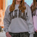 Lulu Mac Griege w/ Mossy Oak Bottomland Camo Logo Sweatshirt