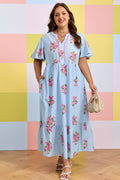 "Beauty In Blue" Plus Size Floral Dress