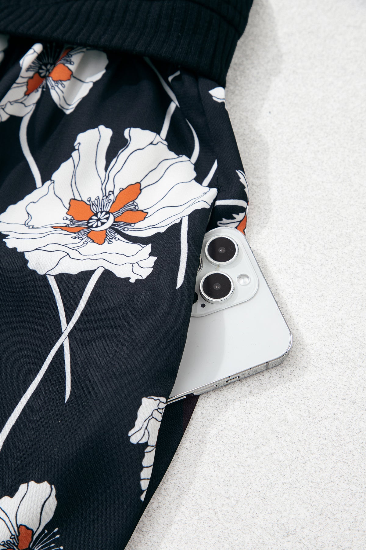 Black Floral Print Long Sleeve Plus Size Dress