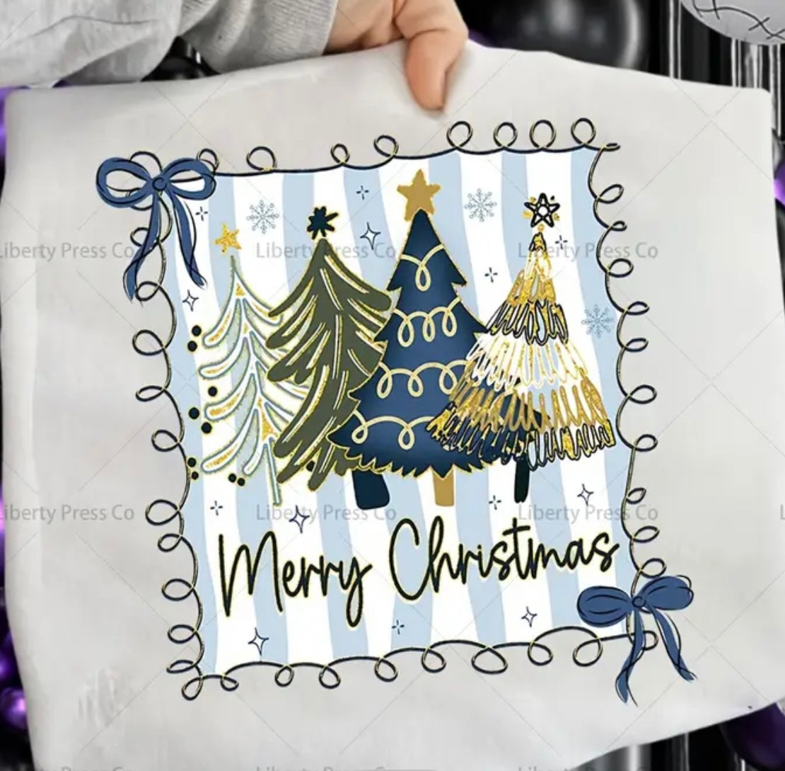 Blue Stripes Christmas Tee