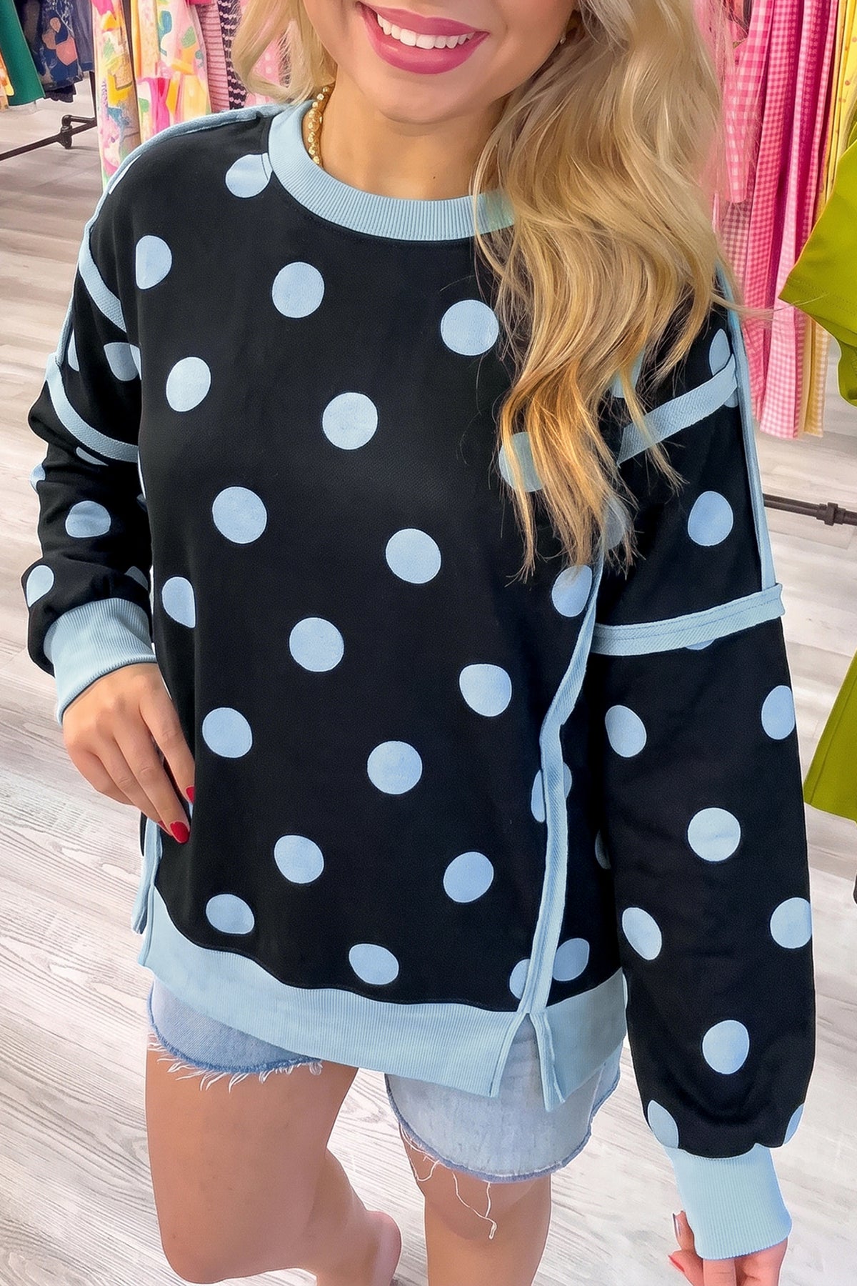 Polka Dot & Patchwork Sweatshirt