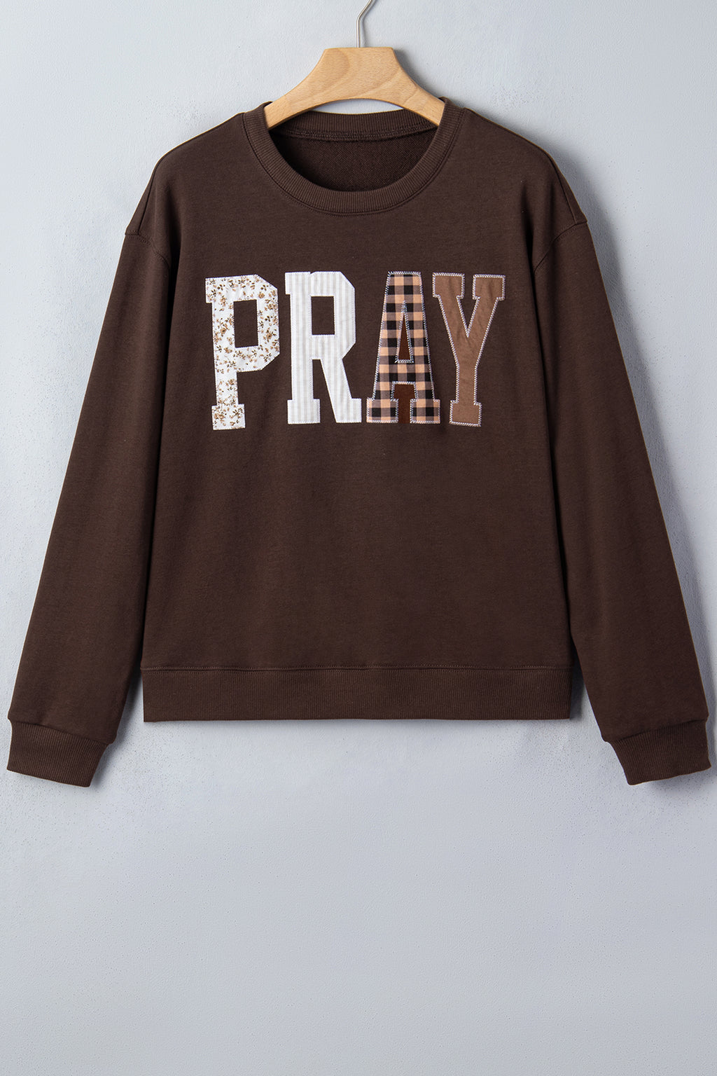 "PRAY" Embroidered Pullover Sweatshirt