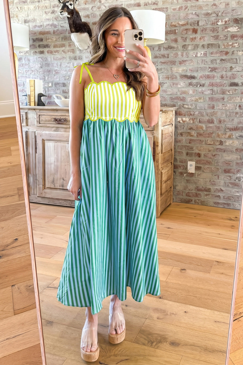 "Easy Peasy Lemon Squeezy" Scalloped Midi Dress
