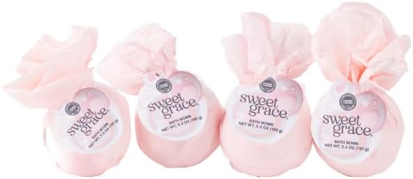 Bridgewater Candle Sweet Grace Bath Bombs – Set of 4 | Fizzing Scented Spa Bombs | Passionfruit, Tea & Patchouli | Self Care Gift