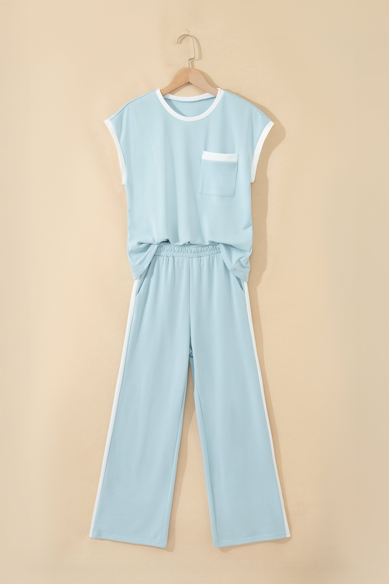 “Misty Blue” Tank Top & Wide Leg Pant Set