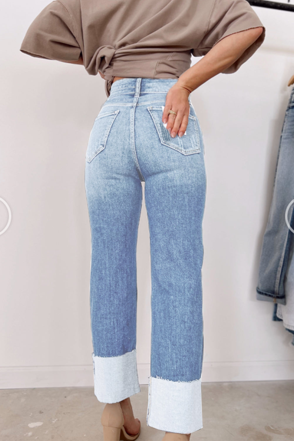 "Cuff Me Up" Distressed Jeans