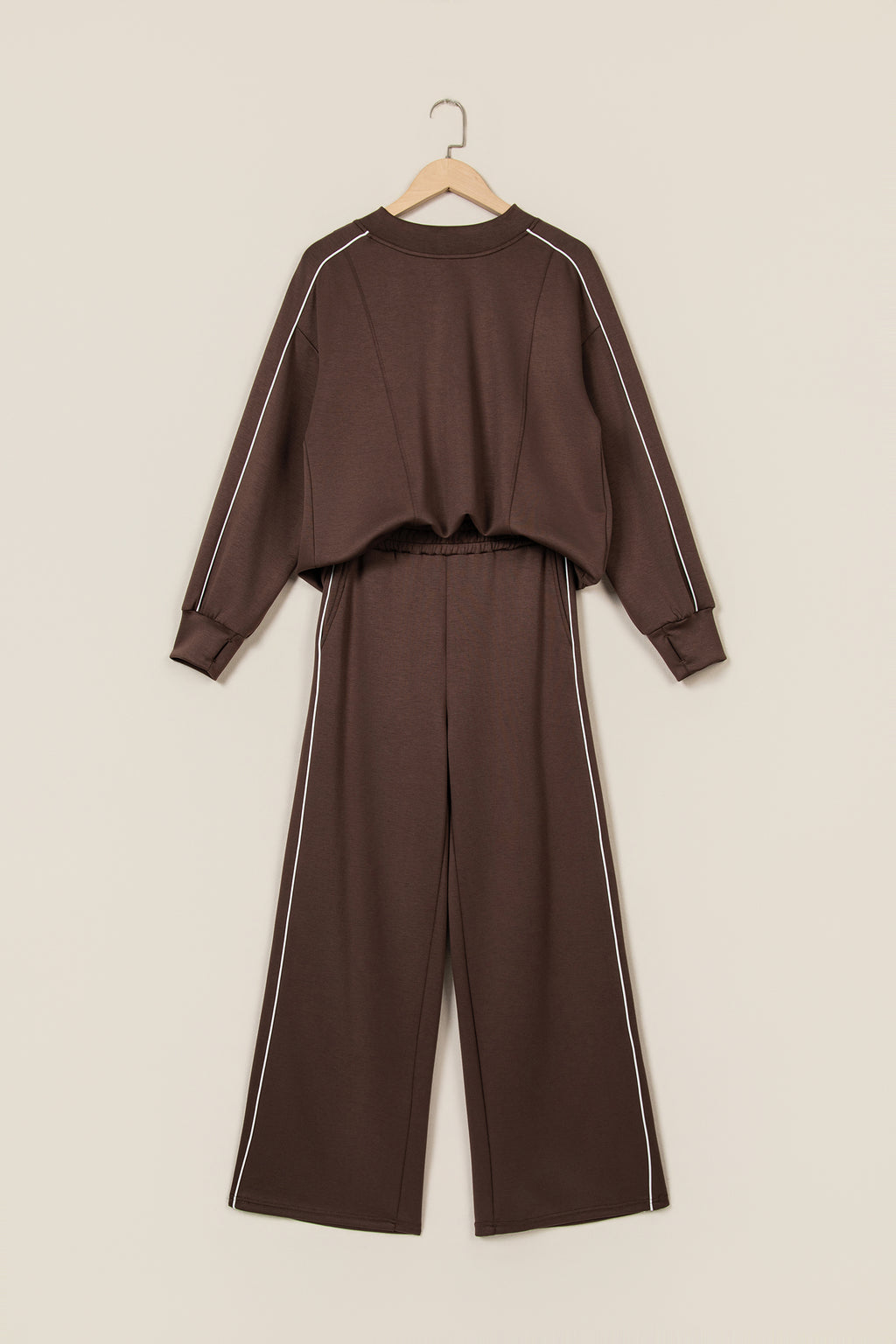 Coffee Mock Neck Pullover & Pant Set