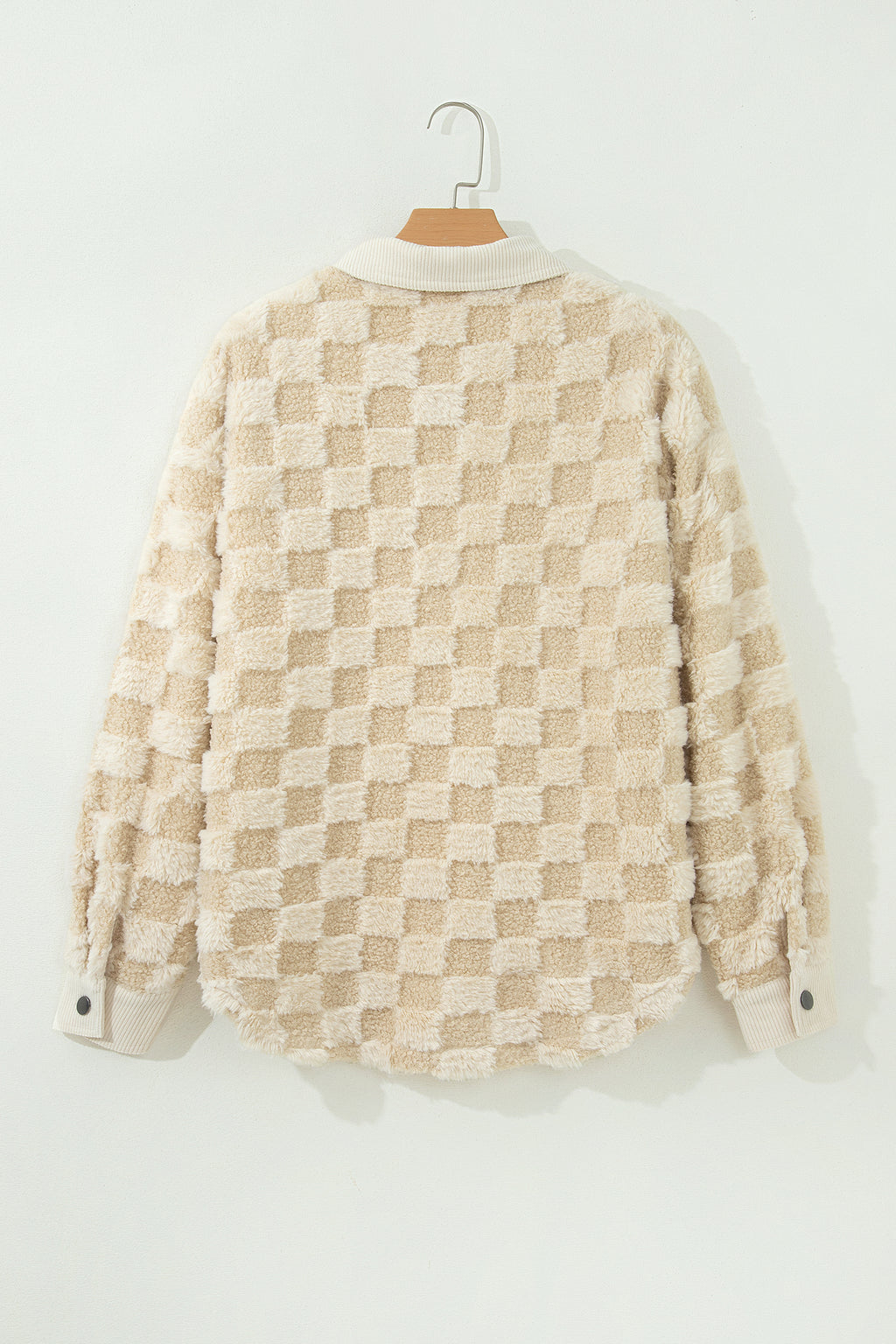 "Khaki Plush" Checkered Shacket