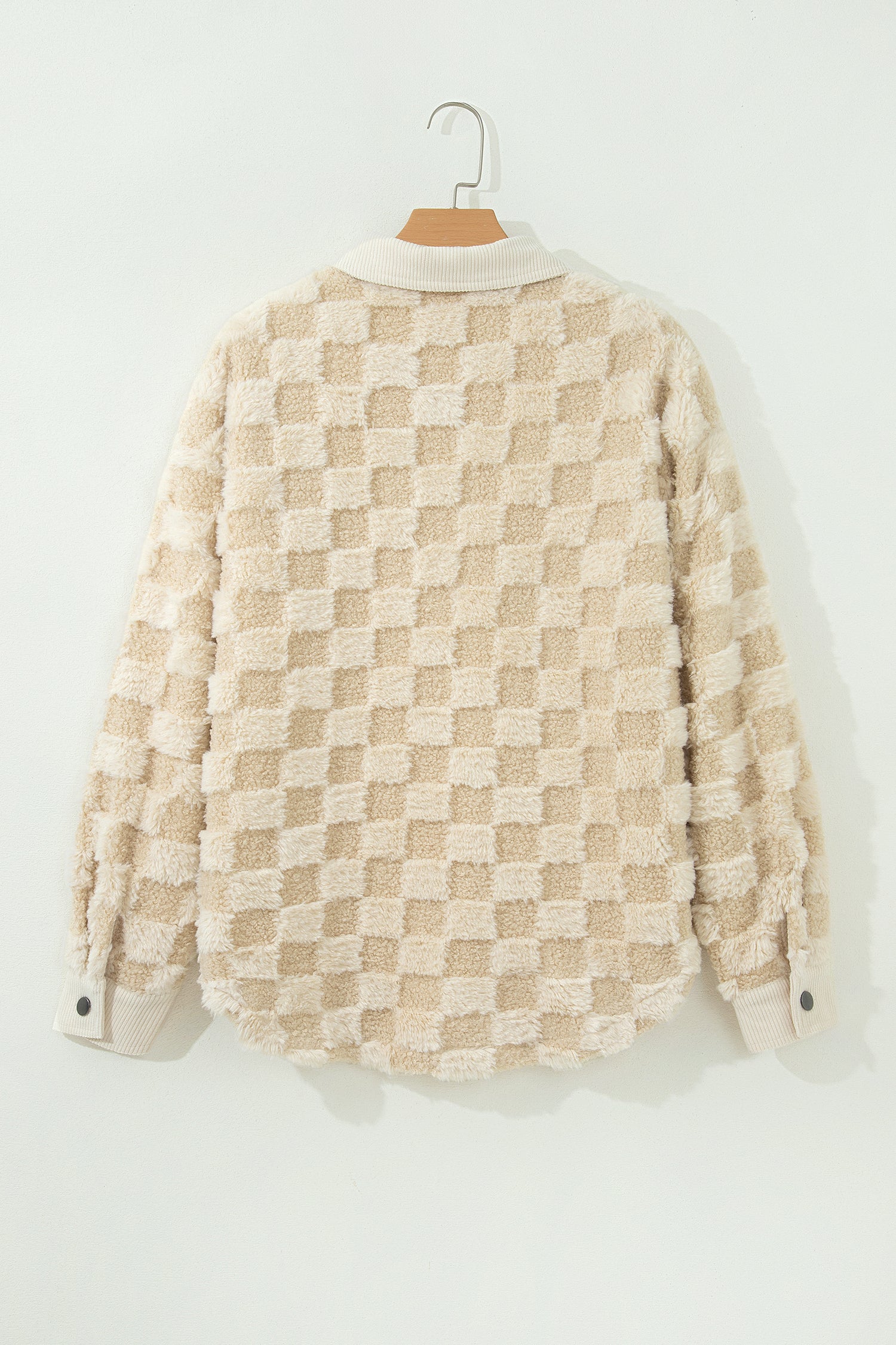 "Khaki Plush" Checkered Shacket