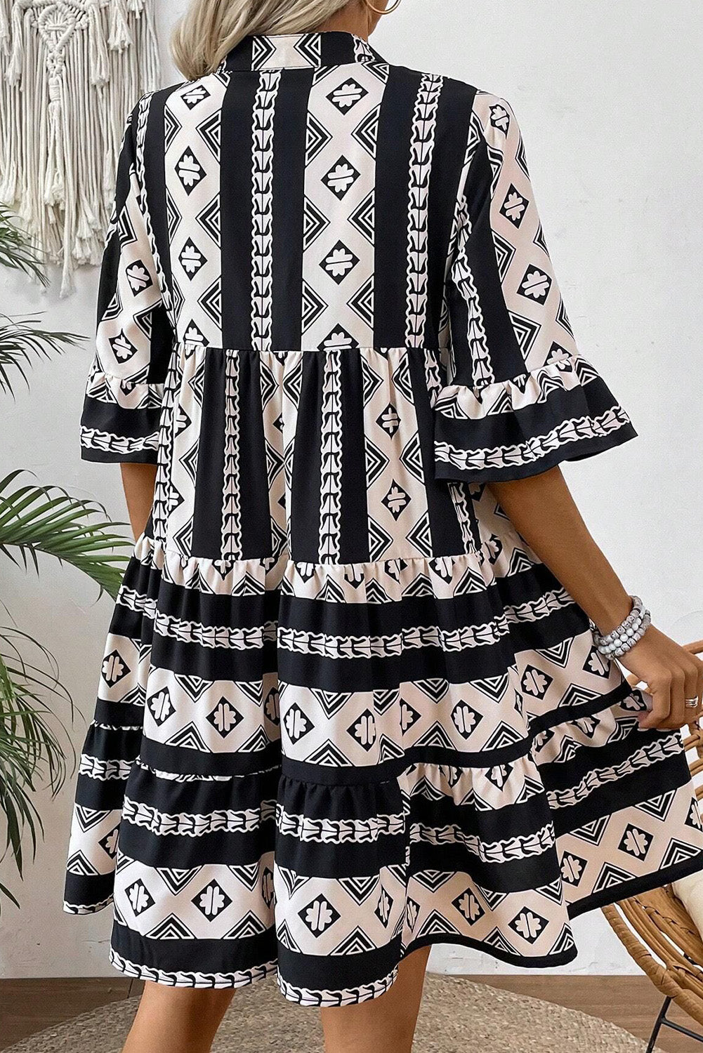 "Groovy In Geometric" Print Dress