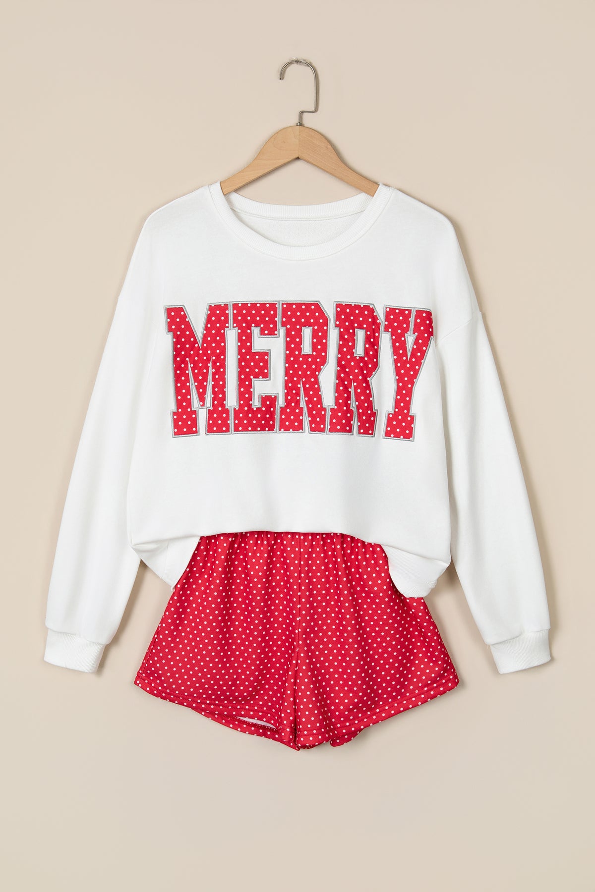 Plaid MERRY Long Sleeve Top and Shorts Set