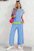 "Color Me Pretty" Color Block Two-piece Pants Set