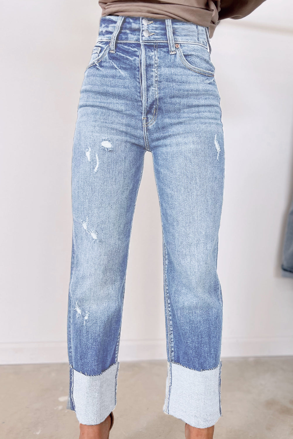 "Cuff Me Up" Distressed Jeans