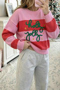 "Pink & Festive" Holly Jolly Sequin Christmas Sweater