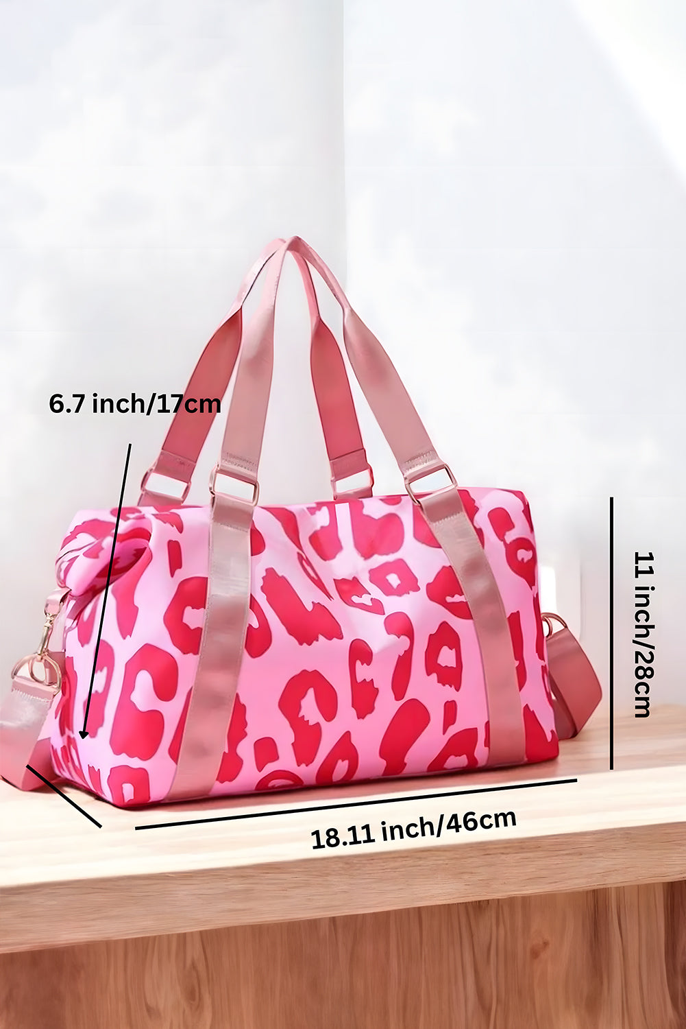 Pink Leopard Print Large Travel Bag