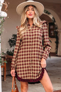 "Plaid and Pretty" Ruffled Shirt Dress
