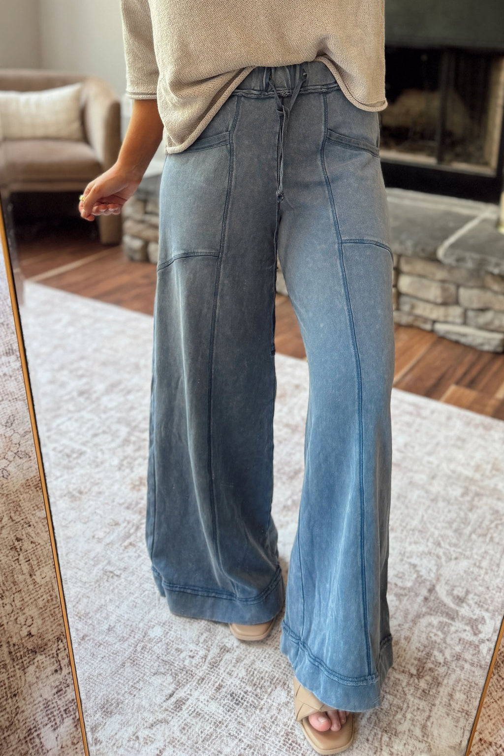 “Baby I’m Blue” Mineral Wash Flare Leg Pants