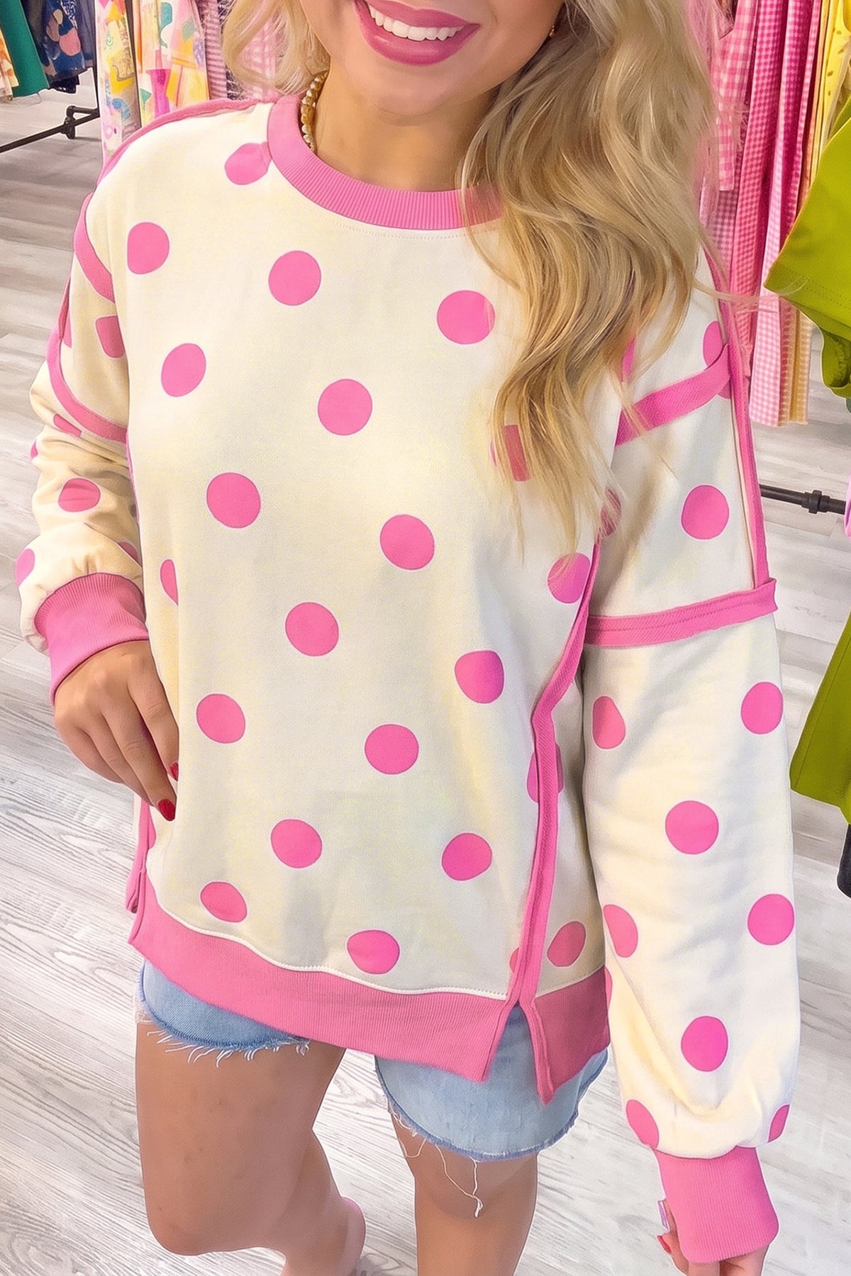 Polka Dot & Patchwork Sweatshirt