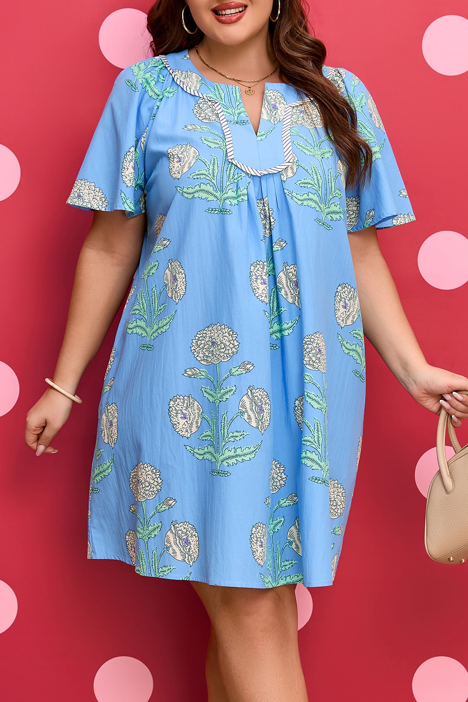 "Playful In Periwinkle" Floral Plus Size Dress